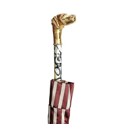 Discount Il Marchesato Ombrello automatico con manico cane da punta placcato oro 24K