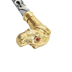 Discount Il Marchesato Ombrello automatico con manico cane da punta placcato oro 24K