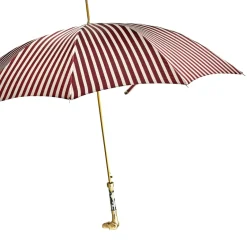 Discount Il Marchesato Ombrello automatico con manico cane da punta placcato oro 24K