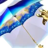 Online Il Marchesato Ombrello azzurro sfumato, stampa margherite