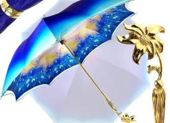 Online Il Marchesato Ombrello azzurro sfumato, stampa margherite