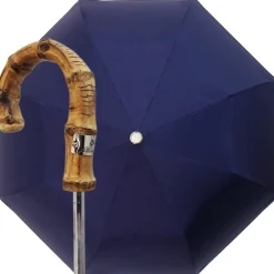 New Il Marchesato Ombrello blu da uomo con manico in Bamboo