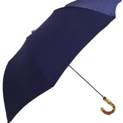 New Il Marchesato Ombrello blu da uomo con manico in Bamboo