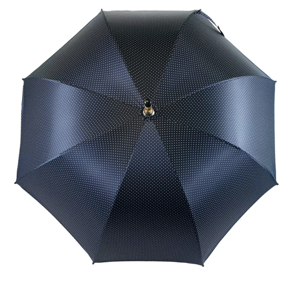 New Il Marchesato Ombrello Blu e azzurro elegante con Legno di Castagno Naturale curvato