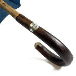 New Il Marchesato Ombrello Blu e azzurro elegante con Legno di Castagno Naturale curvato
