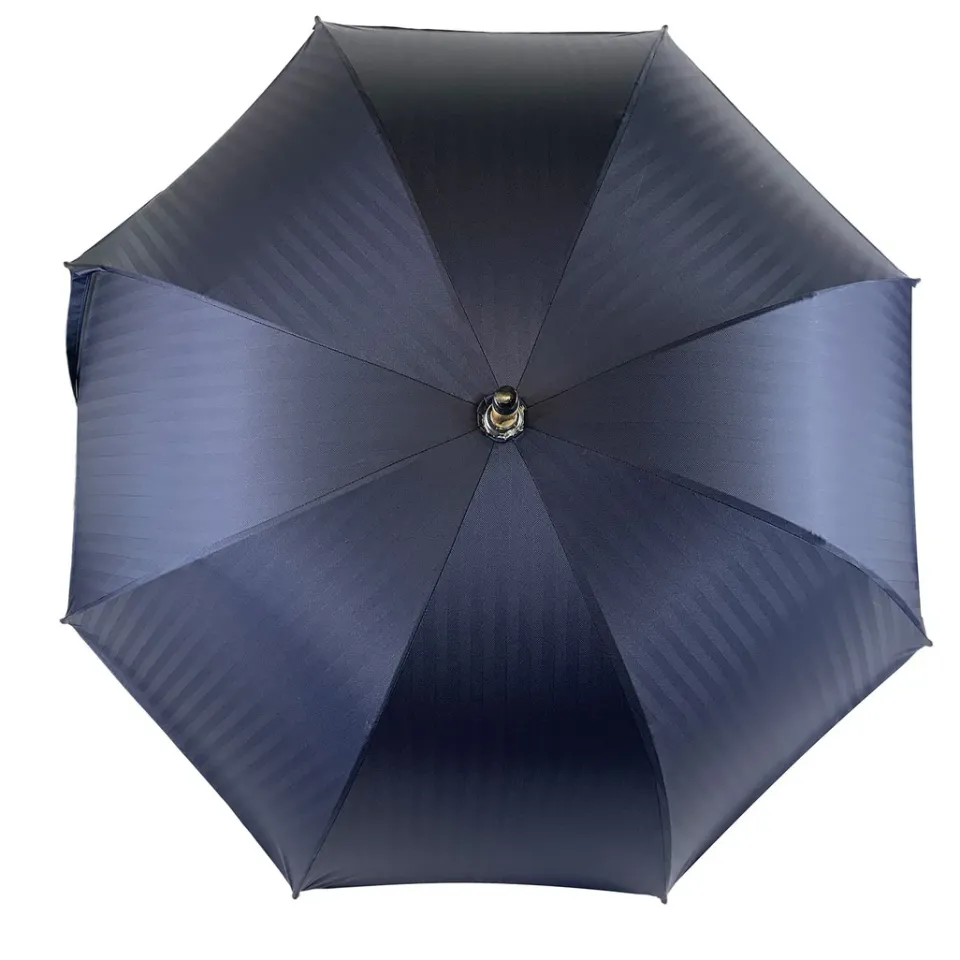 Fashion Il Marchesato Ombrello Blu navy con legno di castagno naturale curvato a mano
