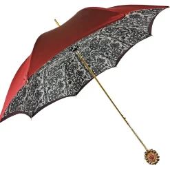 Discount Il Marchesato Ombrello Bordeaux cangiante con interno fantasia pizzo