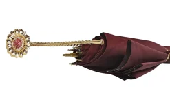 Discount Il Marchesato Ombrello Bordeaux cangiante con interno fantasia pizzo