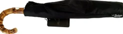 Clearance Il Marchesato Ombrello classico da uomo nero - Manico in legno Bamboo