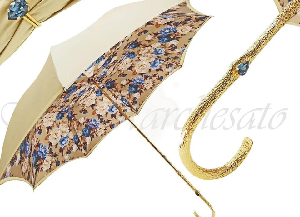 New Il Marchesato Ombrello Classico ed estroverso da donna - Fiori blu