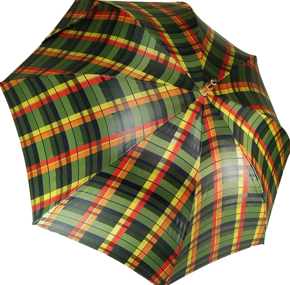 Outlet Il Marchesato Ombrello con Bamboo scozzese da uomo