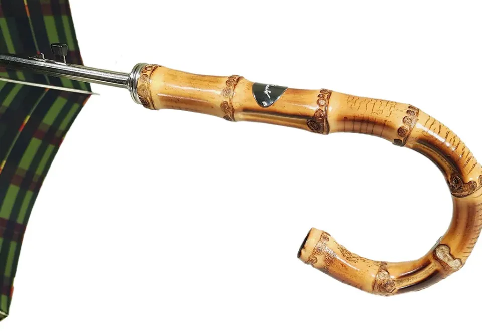 Outlet Il Marchesato Ombrello con Bamboo scozzese da uomo