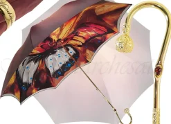 Best Il Marchesato Ombrello con farfalla grande - Esterno sfumato Marrone/Oro