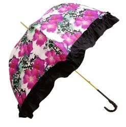 Clearance Il Marchesato Ombrello con fiori fucsia con volant nero