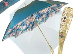 Best Il Marchesato Ombrello con impugnatura pavone e cristalli smeraldo