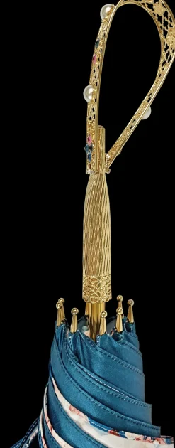 Best Il Marchesato Ombrello con impugnatura pavone e cristalli smeraldo