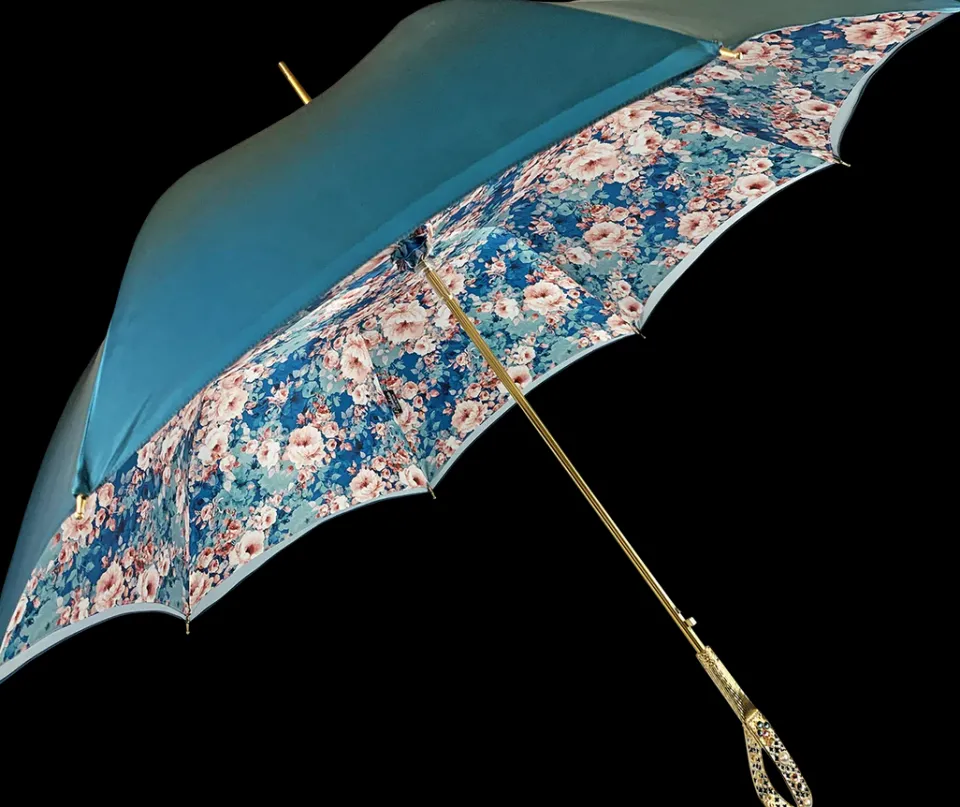 Best Il Marchesato Ombrello con impugnatura pavone e cristalli smeraldo
