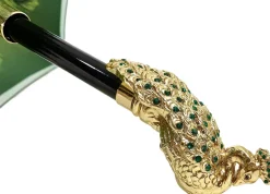 New Il Marchesato Ombrello con impugnatura pavone e cristalli smeraldo