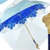 Outlet Il Marchesato Ombrello con impugnatura pavone e cristalli Aqua marina