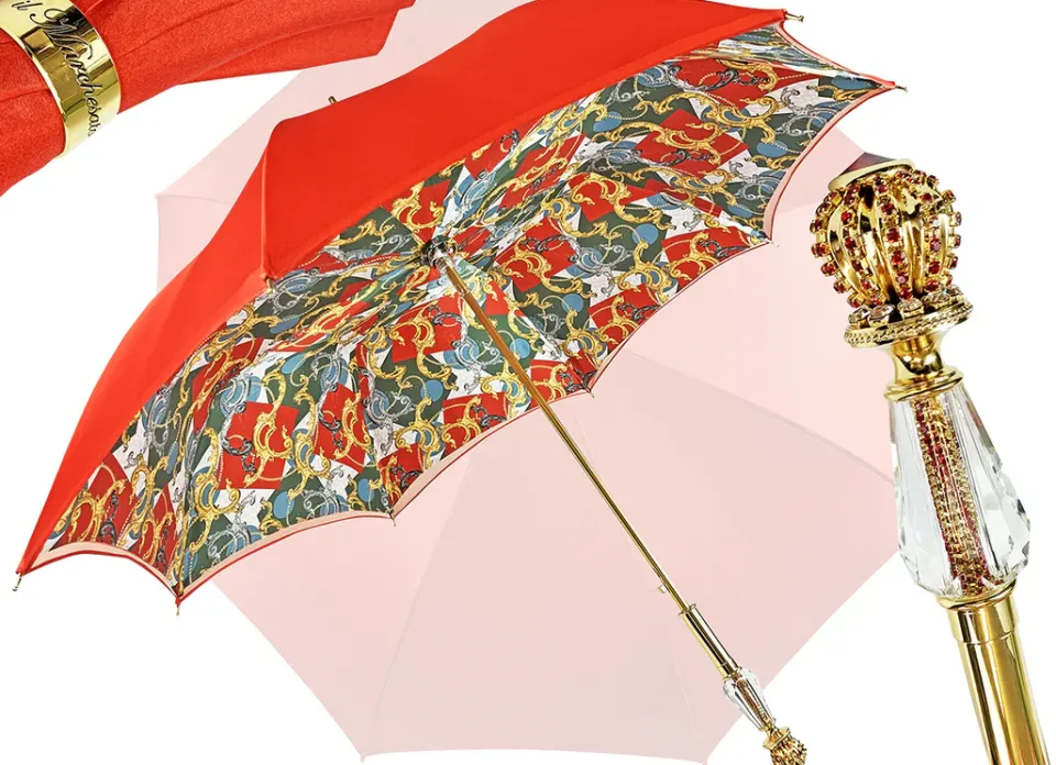 Online Il Marchesato Ombrello con impugnatura pavone e cristalli smeraldo