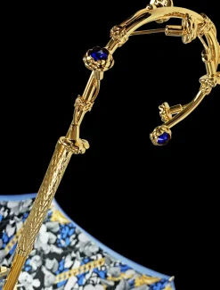 Clearance Il Marchesato Ombrello con impugnatura pavone e cristalli smeraldo
