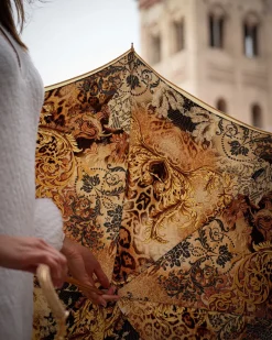 Fashion Il Marchesato Ombrello con impugnatura pavone e cristalli smeraldo