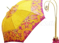 Hot Il Marchesato Ombrello con motivo brillante - giallo/Fucsia