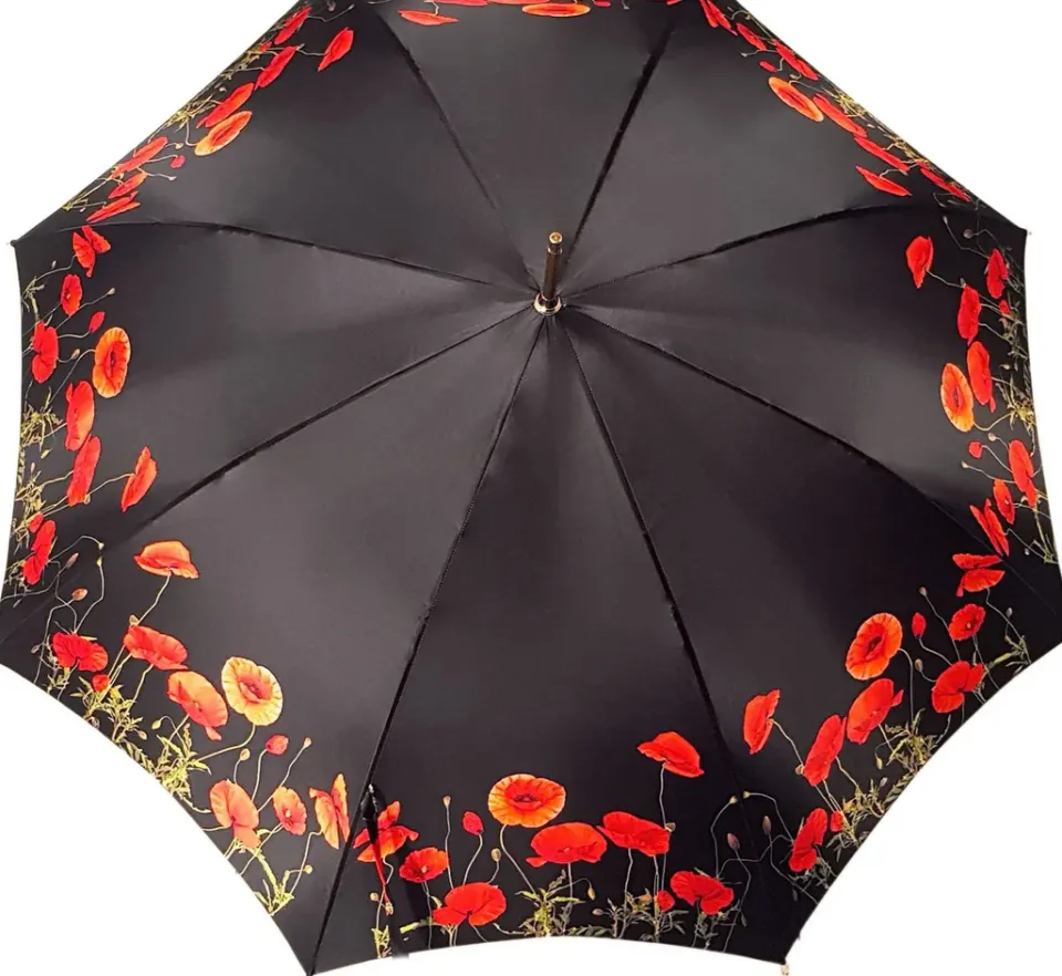 Online Il Marchesato Ombrello con papaveri nero e rosso