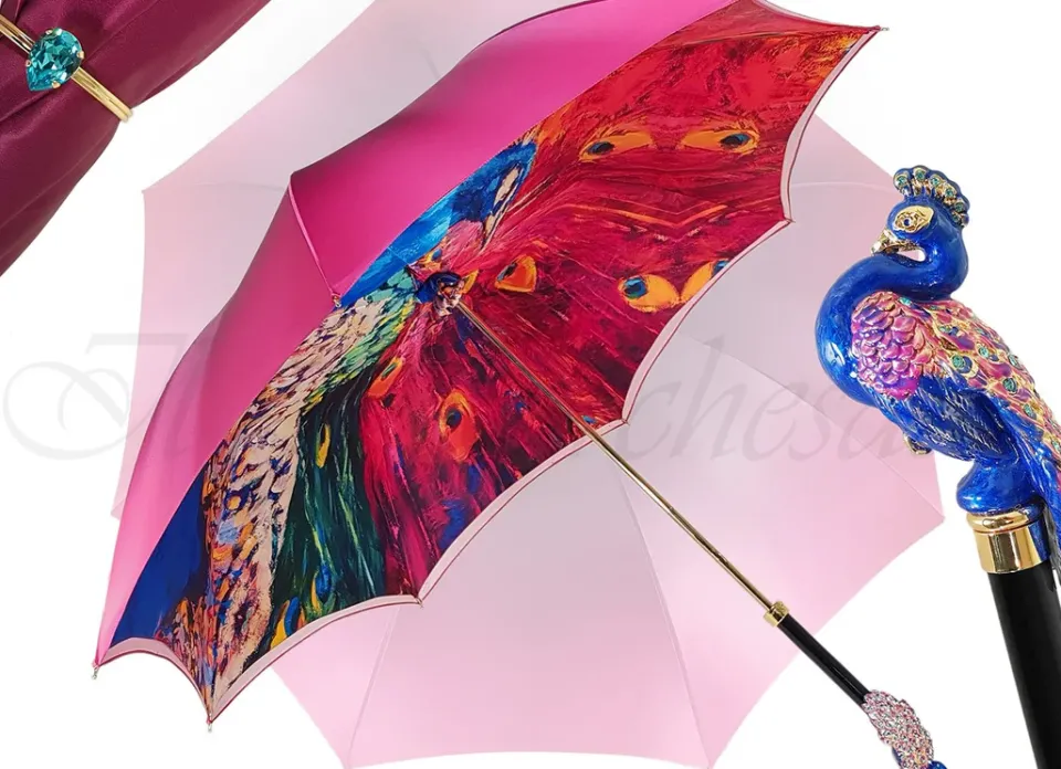 Online Il Marchesato Ombrello con pavone e cristalli Swarovski