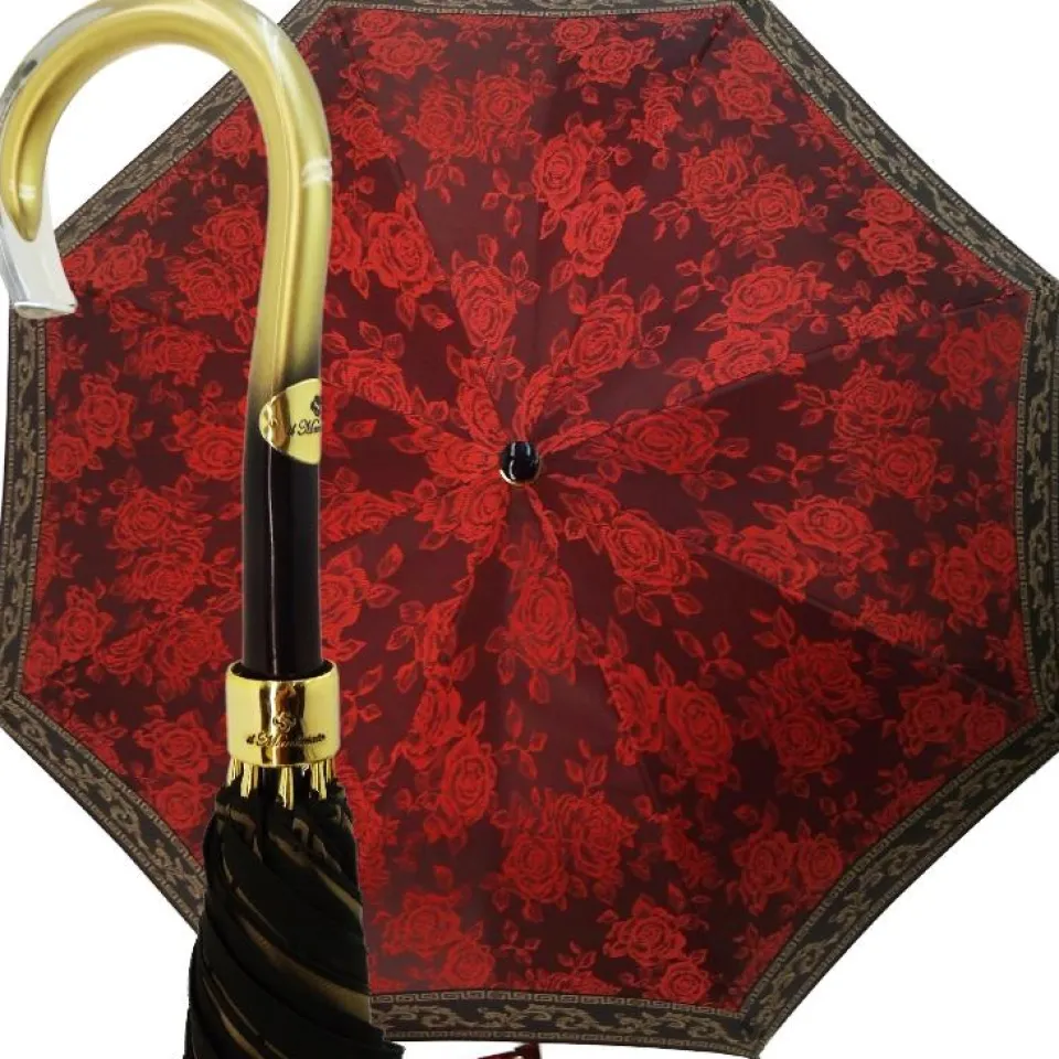Discount Il Marchesato Ombrello con Rose e greca in Jaquard - esclusiva