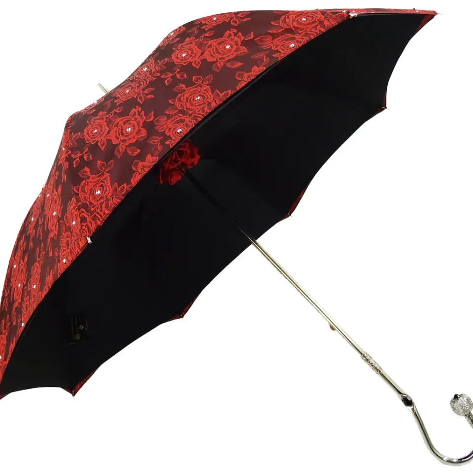 Clearance Il Marchesato Ombrello con rose Rosse e cristalli Swarovksi