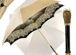 Discount Il Marchesato Ombrello con stampa leopardata, doppio tessuto