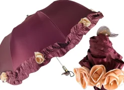 Sale Il Marchesato Ombrello con volant e rose bordeaux
