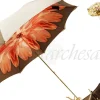 Fashion Il Marchesato Ombrello crema di lusso con fiore interno