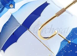 Fashion Il Marchesato Ombrello da donna blu - Cristalli Swarovski - Ombrelli con cristalli a doppio panno