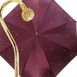 Online Il Marchesato Ombrello da donna di lusso bordeaux con cristalli Swarovski
