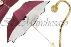 Online Il Marchesato Ombrello da donna di lusso bordeaux con cristalli Swarovski