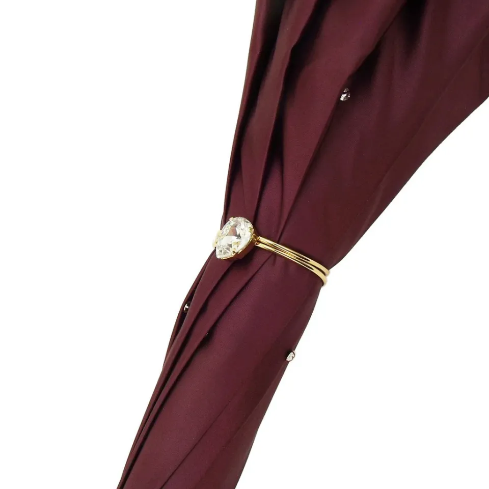 Online Il Marchesato Ombrello da donna di lusso bordeaux con cristalli Swarovski