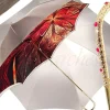 Outlet Il Marchesato Ombrello da donna di lusso con doppio tessuto caffè e rosso