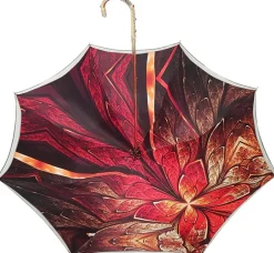 Outlet Il Marchesato Ombrello da donna di lusso con doppio tessuto caffè e rosso