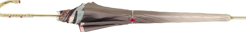 Outlet Il Marchesato Ombrello da donna di lusso con doppio tessuto caffè e rosso