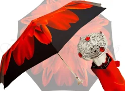 Outlet Il Marchesato Ombrello da donna Fiore petali rossi