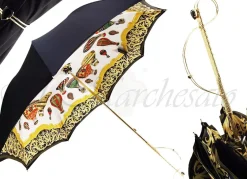 Fashion Il Marchesato Ombrello da donna in doppio tessuto- Esclusivo Mongolfiere e manico a