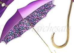Discount Il Marchesato Ombrello da Donna Viola con Fiore Turchese