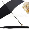 Fashion Il Marchesato Ombrello da uomo con teschio dorato e cristalli Swarovski