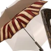 Clearance Il Marchesato Ombrello da uomo fatto a mano - color tabacco - rosso e crema a strisc