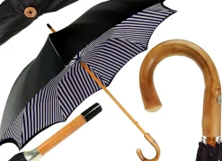 Best Il Marchesato Ombrello da uomo in doppio tessuto - Disegno a strisce blu