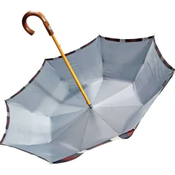 Discount Il Marchesato Ombrello da uomo in tessuto doppio - Design grigio e a righe
