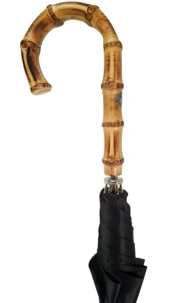 Sale Il Marchesato Ombrello da uomo nero classico automatico - Manico in Bamboo