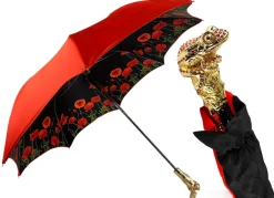 Clearance Il Marchesato Ombrello di lusso con papaveri rossi e Rana su tronco adornato con cri